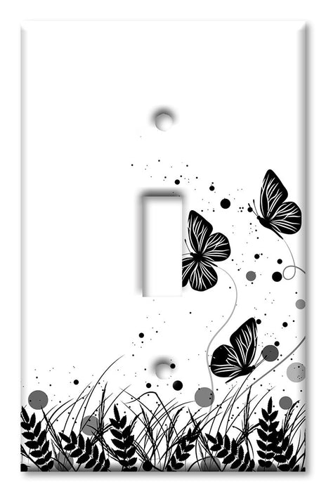 Decorative Printed Switch Plate - Electrical Switch Cover Wall Plate by Art Plates - Black and White Butterfly