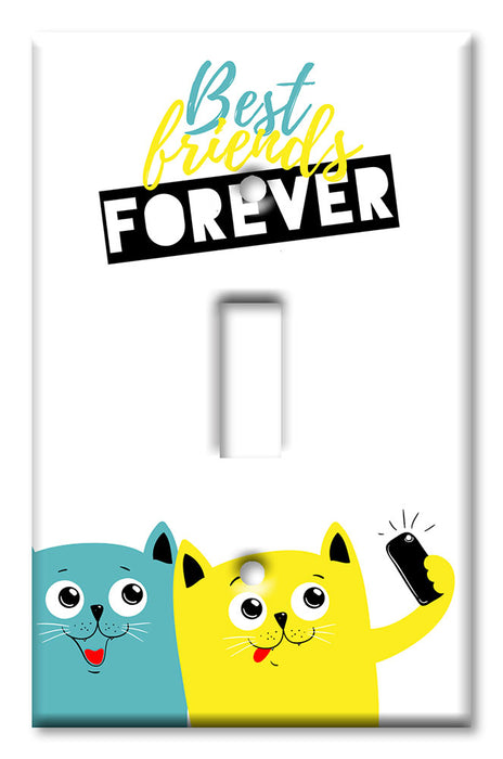 Decorative Printed OVERSIZED Switch Plate - Electrical Switch Cover JUMBO Wall Plate by Art Plates - Best Friends Forever - Cat Selfie