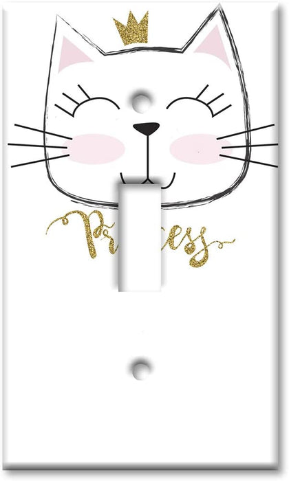 Decorative Printed OVERSIZED Switch Plate - Electrical Switch Cover JUMBO Wall Plate by Art Plates - Princess Cat