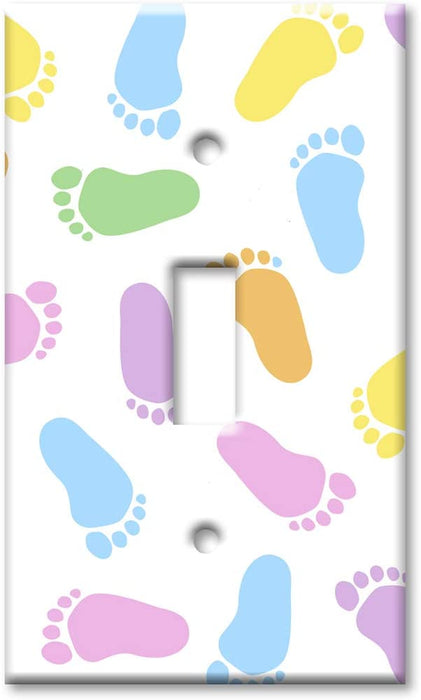 Decorative Printed Switch Plate - Electrical Switch Cover Wall Plate by Art Plates - Colorful Foot Print Toss