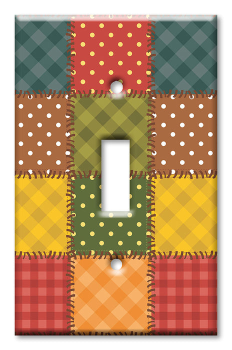 Decorative Printed Switch Plate - Electrical Switch Cover Wall Plate by Art Plates - Colorful Fabric Squares