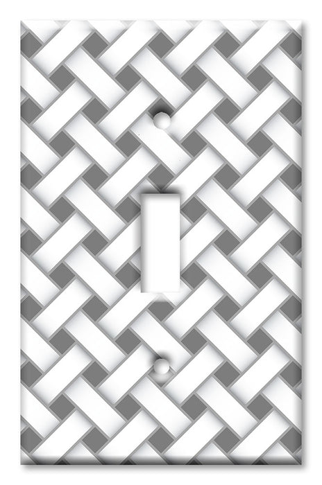 Decorative Printed Switch Plate - Electrical Switch Cover Wall Plate by Art Plates - Gray and White Cross Hatch