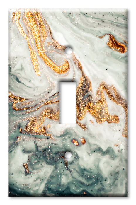 Decorative Printed OVERSIZED Switch Plate - Electrical Switch Cover JUMBO Wall Plate by Art Plates - Gold Granite