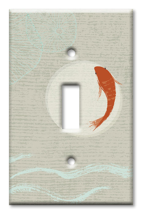 Decorative Printed OVERSIZED Switch Plate - Electrical Switch Cover JUMBO Wall Plate by Art Plates - Koi and the Sun