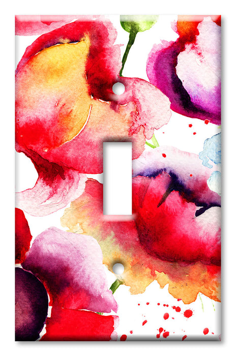 Decorative Printed Switch Plate - Electrical Switch Cover Wall Plate by Art Plates - Watercolor Flower Painting