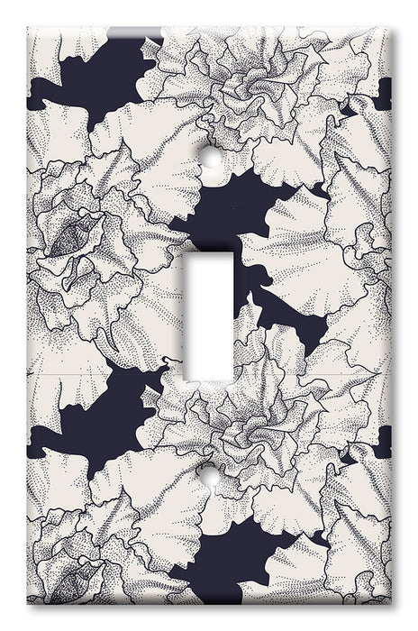 Decorative Printed OVERSIZED Switch Plate - Electrical Switch Cover JUMBO Wall Plate by Art Plates - Blue and White Flowers