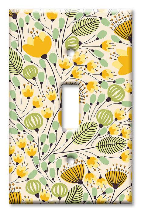 Decorative Printed OVERSIZED Switch Plate - Electrical Switch Cover JUMBO Wall Plate by Art Plates - Yellow Flower Toss