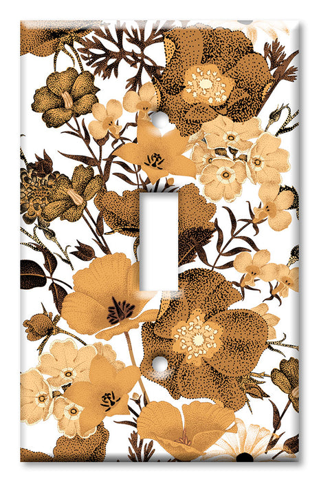 Decorative Printed OVERSIZED Switch Plate - Electrical Switch Cover JUMBO Wall Plate by Art Plates - Gold Flowers