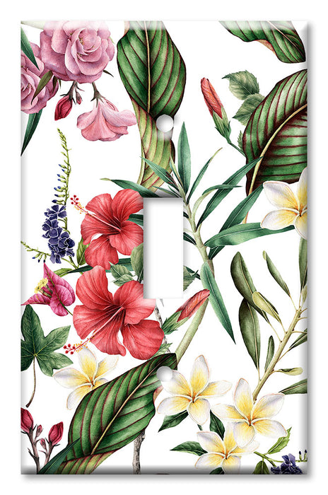 Decorative Printed OVERSIZED Switch Plate - Electrical Switch Cover JUMBO Wall Plate by Art Plates - Red and White Flowers II