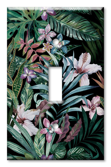 Decorative Printed OVERSIZED Switch Plate - Electrical Switch Cover JUMBO Wall Plate by Art Plates - Tropical Flowers