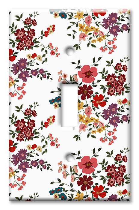 Decorative Printed OVERSIZED Switch Plate - Electrical Switch Cover JUMBO Wall Plate by Art Plates - Red Flower Toss