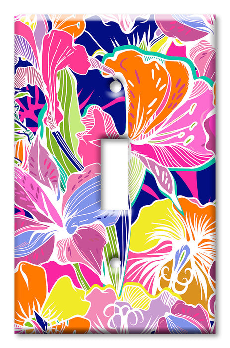 Decorative Printed OVERSIZED Switch Plate - Electrical Switch Cover JUMBO Wall Plate by Art Plates - Vibrant Hibiscus