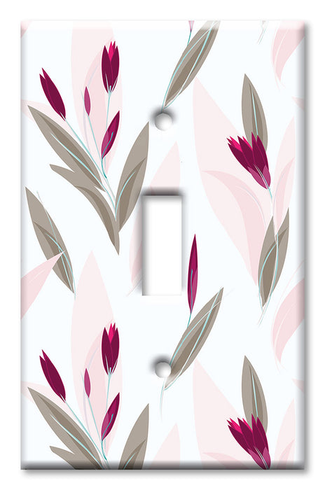 Decorative Printed OVERSIZED Switch Plate - Electrical Switch Cover JUMBO Wall Plate by Art Plates - Purple and Pink Flower Toss