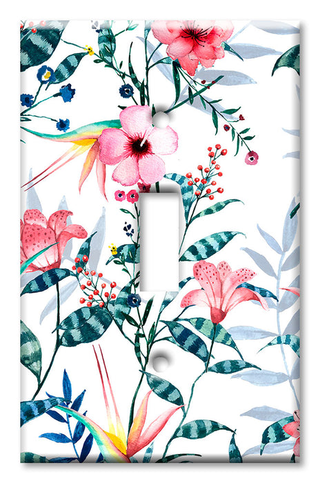 Decorative Printed OVERSIZED Switch Plate - Electrical Switch Cover JUMBO Wall Plate by Art Plates - Pink Hibiscus