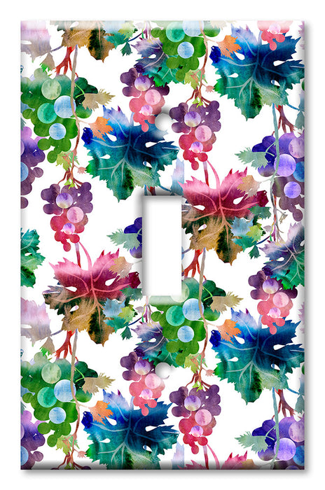 Decorative Printed Switch Plate - Electrical Switch Cover Wall Plate by Art Plates - Colorful Grape Toss