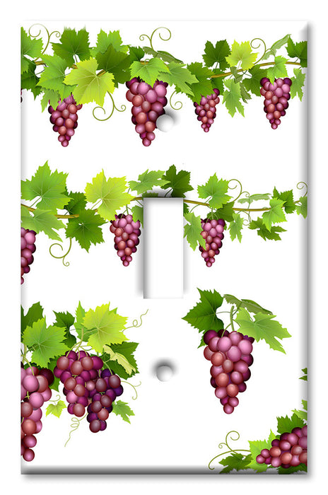 Decorative Printed OVERSIZED Switch Plate - Electrical Switch Cover JUMBO Wall Plate by Art Plates - Purple Grapes on Vines