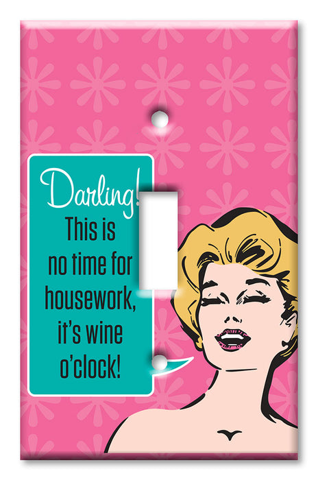 Decorative Printed OVERSIZED Switch Plate - Electrical Switch Cover JUMBO Wall Plate by Art Plates - Wine O'clock II