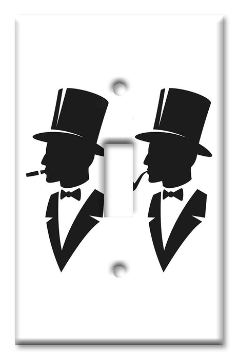 Decorative Printed Switch Plate - Electrical Switch Cover Wall Plate by Art Plates - Man in a Top Hat