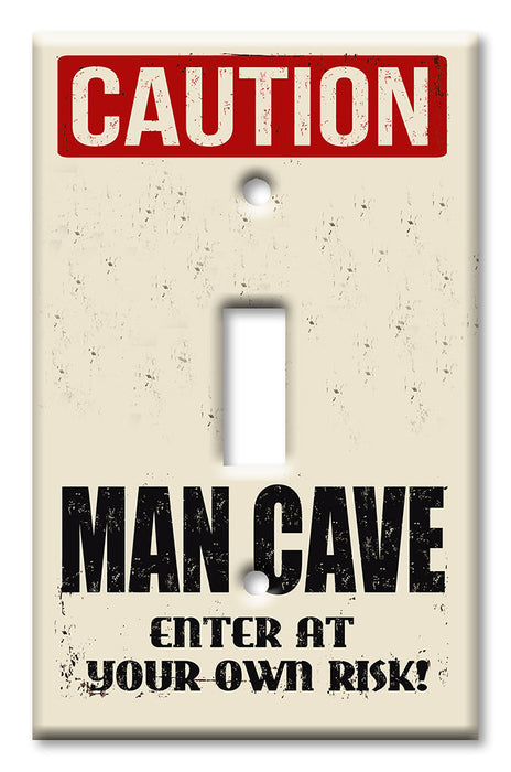 Decorative Printed Switch Plate - Electrical Switch Cover Wall Plate by Art Plates - Caution Man Cave