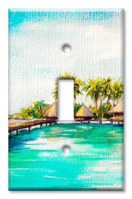 Decorative Printed OVERSIZED Switch Plate - Electrical Switch Cover JUMBO Wall Plate by Art Plates - Huts on the Water