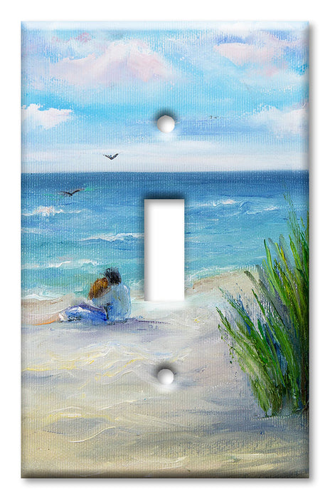 Decorative Printed OVERSIZED Switch Plate - Electrical Switch Cover JUMBO Wall Plate by Art Plates - Lovers on the Beach