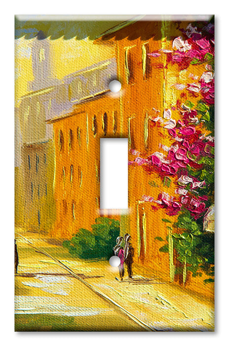 Decorative Printed OVERSIZED Switch Plate - Electrical Switch Cover JUMBO Wall Plate by Art Plates - Stroll Down the Street