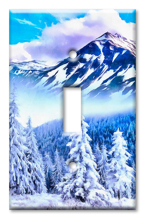 Decorative Printed OVERSIZED Switch Plate - Electrical Switch Cover JUMBO Wall Plate by Art Plates - Snowy Mountain Side