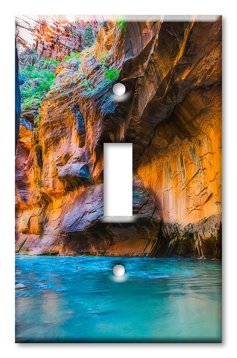 Decorative Printed OVERSIZED Switch Plate - Electrical Switch Cover JUMBO Wall Plate by Art Plates - River Running in-between Cliffs