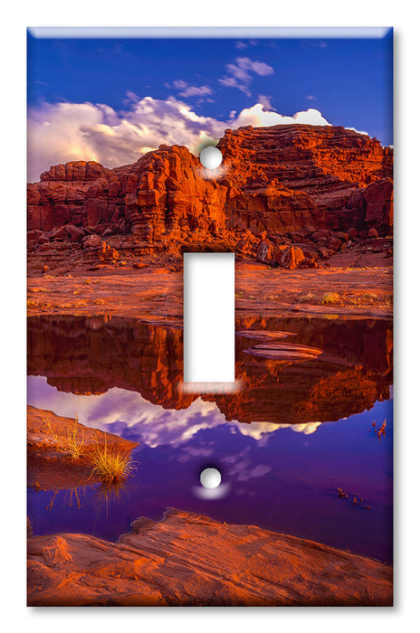 Decorative Printed OVERSIZED Switch Plate - Electrical Switch Cover JUMBO Wall Plate by Art Plates - Desert Mountain Reflection