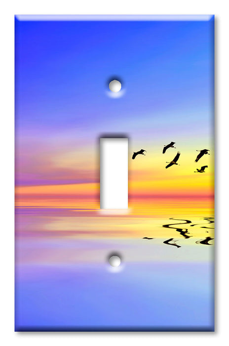 Decorative Printed OVERSIZED Switch Plate - Electrical Switch Cover JUMBO Wall Plate by Art Plates - Geese Over Water