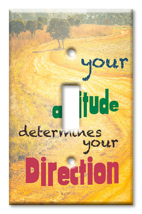 Decorative Printed OVERSIZED Switch Plate - Electrical Switch Cover JUMBO Wall Plate by Art Plates - Attitude Determines Direction