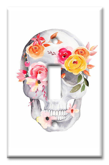 Decorative Printed OVERSIZED Switch Plate - Electrical Switch Cover JUMBO Wall Plate by Art Plates - Floral Skull