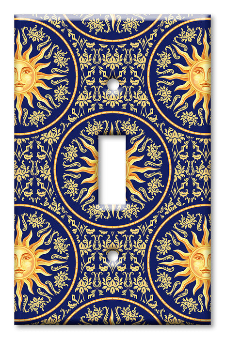 Decorative Printed OVERSIZED Switch Plate - Electrical Switch Cover JUMBO Wall Plate by Art Plates - Golden Sun Toss