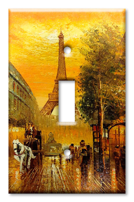 Decorative Printed OVERSIZED Switch Plate - Electrical Switch Cover JUMBO Wall Plate by Art Plates - Eiffel Tower Painting