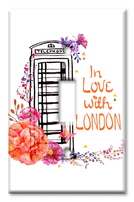 Decorative Printed OVERSIZED Switch Plate - Electrical Switch Cover JUMBO Wall Plate by Art Plates - In Love with London