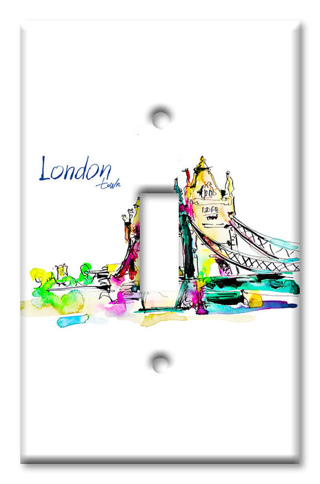 Decorative Printed OVERSIZED Switch Plate - Electrical Switch Cover JUMBO Wall Plate by Art Plates - London Town