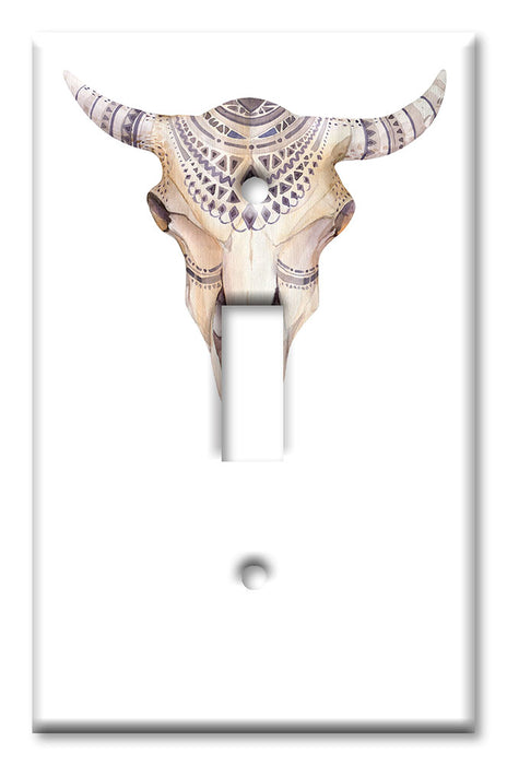 Decorative Printed Switch Plate - Electrical Switch Cover Wall Plate by Art Plates - Bull Skull