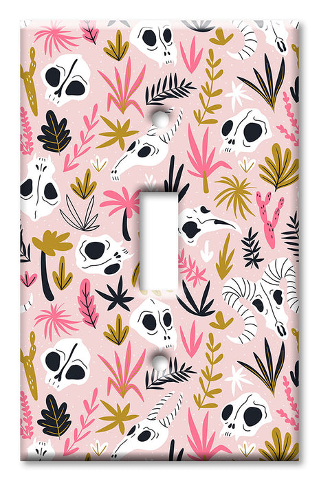 Decorative Printed OVERSIZED Switch Plate - Electrical Switch Cover JUMBO Wall Plate by Art Plates - Pink Skull Toss