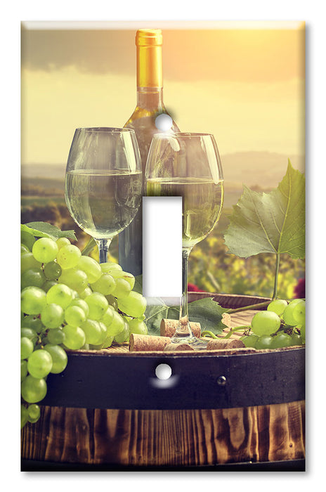 Decorative Printed OVERSIZED Switch Plate - Electrical Switch Cover JUMBO Wall Plate by Art Plates - Green Grapes and Wine