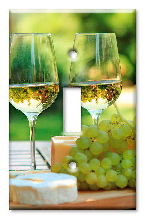 Decorative Printed OVERSIZED Switch Plate - Electrical Switch Cover JUMBO Wall Plate by Art Plates - White Wine and Grapes