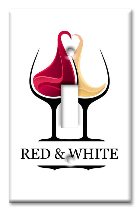 Decorative Printed OVERSIZED Switch Plate - Electrical Switch Cover JUMBO Wall Plate by Art Plates - Red and White Wine