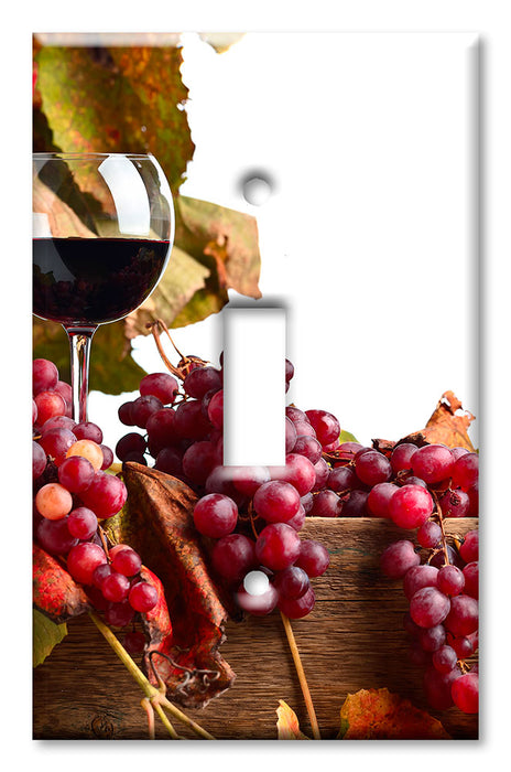 Decorative Printed Switch Plate - Electrical Switch Cover Wall Plate by Art Plates - Red Wine and Grapes