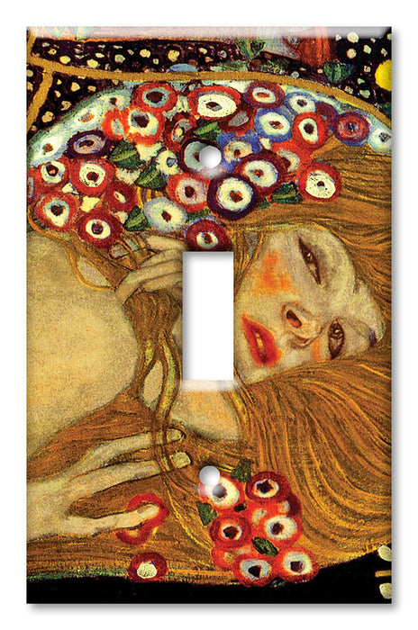 Decorative Printed OVERSIZED Switch Plate - Electrical Switch Cover JUMBO Wall Plate by Art Plates - Klimt: Sea Serpents III