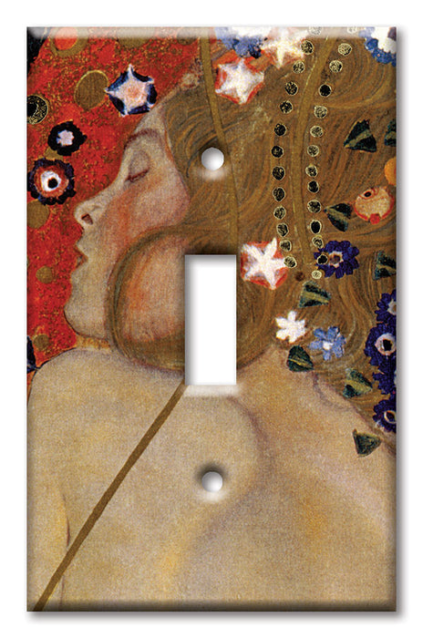 Decorative Printed OVERSIZED Switch Plate - Electrical Switch Cover JUMBO Wall Plate by Art Plates - Klimt: Sea Serpents IV