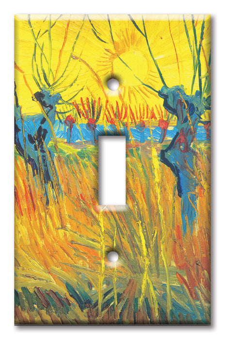 Decorative Printed OVERSIZED Switch Plate - Electrical Switch Cover JUMBO Wall Plate by Art Plates - Van Gogh: Pollard Willow and Sunset