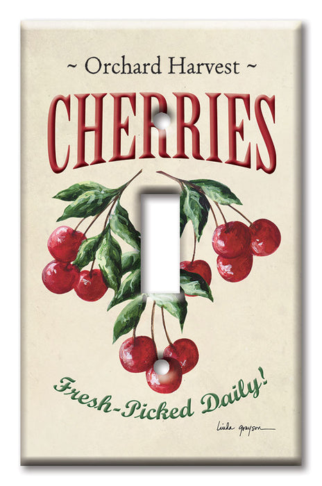 Decorative Printed OVERSIZED Switch Plate - Electrical Switch Cover JUMBO Wall Plate by Art Plates - Cherries