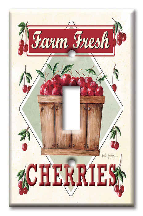 Decorative Printed OVERSIZED Switch Plate - Electrical Switch Cover JUMBO Wall Plate by Art Plates - Farm Fresh Cherries