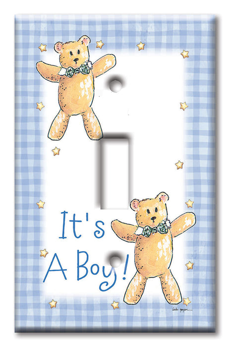 Decorative Printed OVERSIZED Switch Plate - Electrical Switch Cover JUMBO Wall Plate by Art Plates - It's A Boy: Teddy Bear