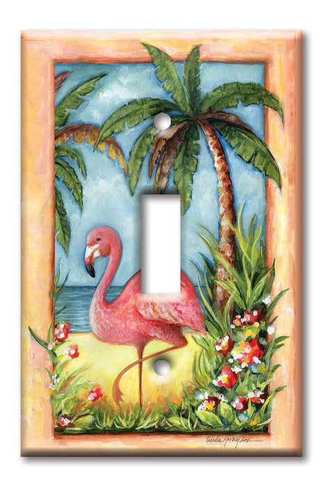 Decorative Printed Switch Plate - Electrical Switch Cover Wall Plate by Art Plates - Flamingo