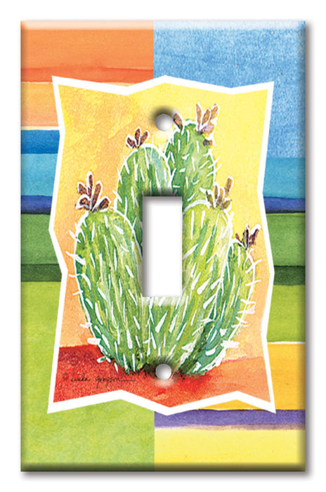 Decorative Printed OVERSIZED Switch Plate - Electrical Switch Cover JUMBO Wall Plate by Art Plates - Cactus II